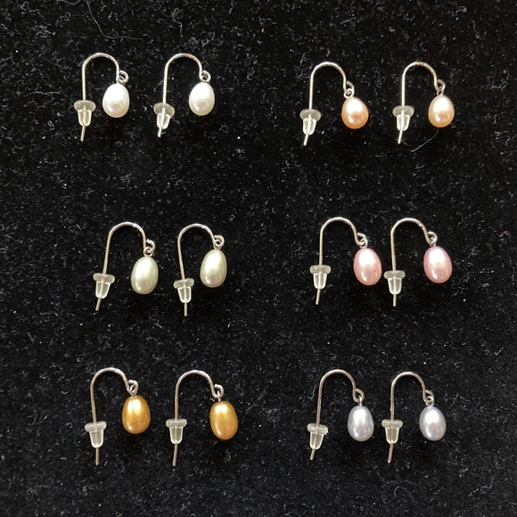 Honora 6 Pair Sterling Cultured Pearl Drop Earrings/Lighter Colors/NEW!!! - Picture 1 of 1